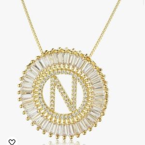NWT Gold Pendant Necklace “N”Charm Initial Necklace